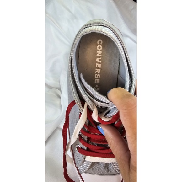 CONVERSE  Double Upper  Grey & White‎ Sneakers Red And White Laces- Size 9 - Picture 8 of 11
